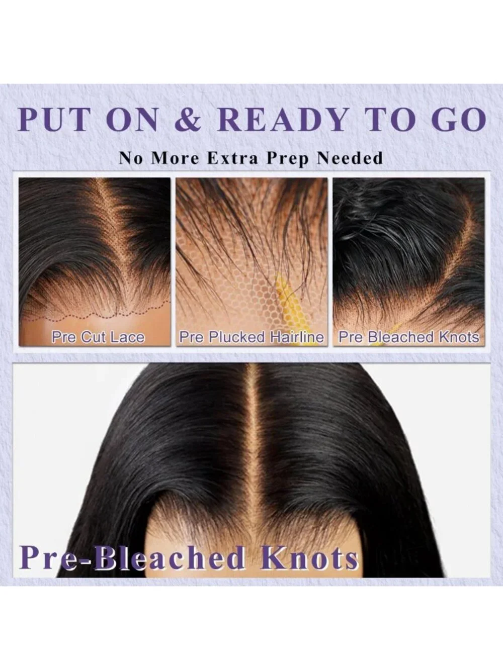 24-Inch Glueless Human Hair Lace Front Wig - Pre-Plucked & Ready to Wear